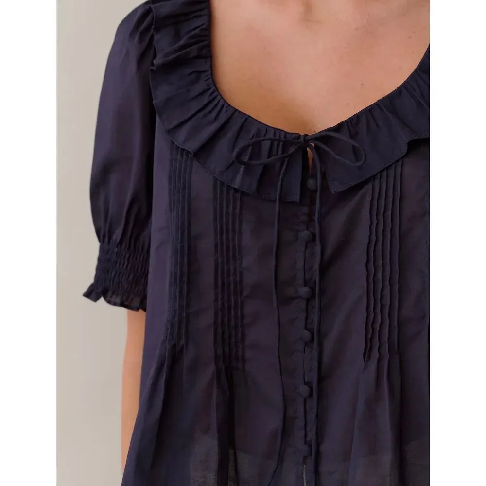 sorella Maysilee Cotton Top navy blue size XS $147
